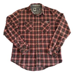 Salty Crew Medium Red Plaid Long Sleeve Button Up Men's‎ Keel Flannel Shirt